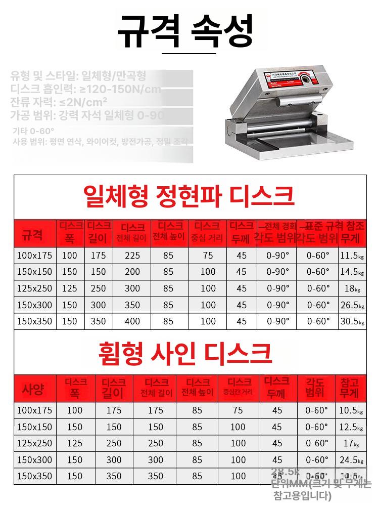 전자척 마그네트척 영구 밀링 강력 마그넷 원형 고정밀 흡착 마그네틱 자력 베이스 - 상세 이미지 3
