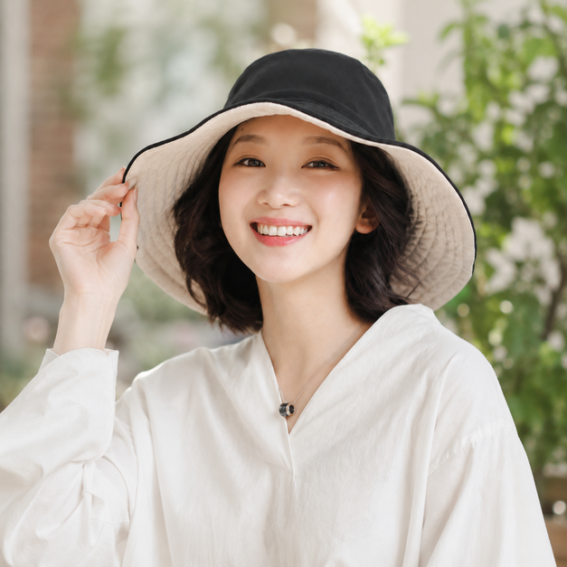 여성 자외선차단모자 UV차단 양면 버킷햇 와이드챙 여름 햇빛가리개 모자 이미지 8