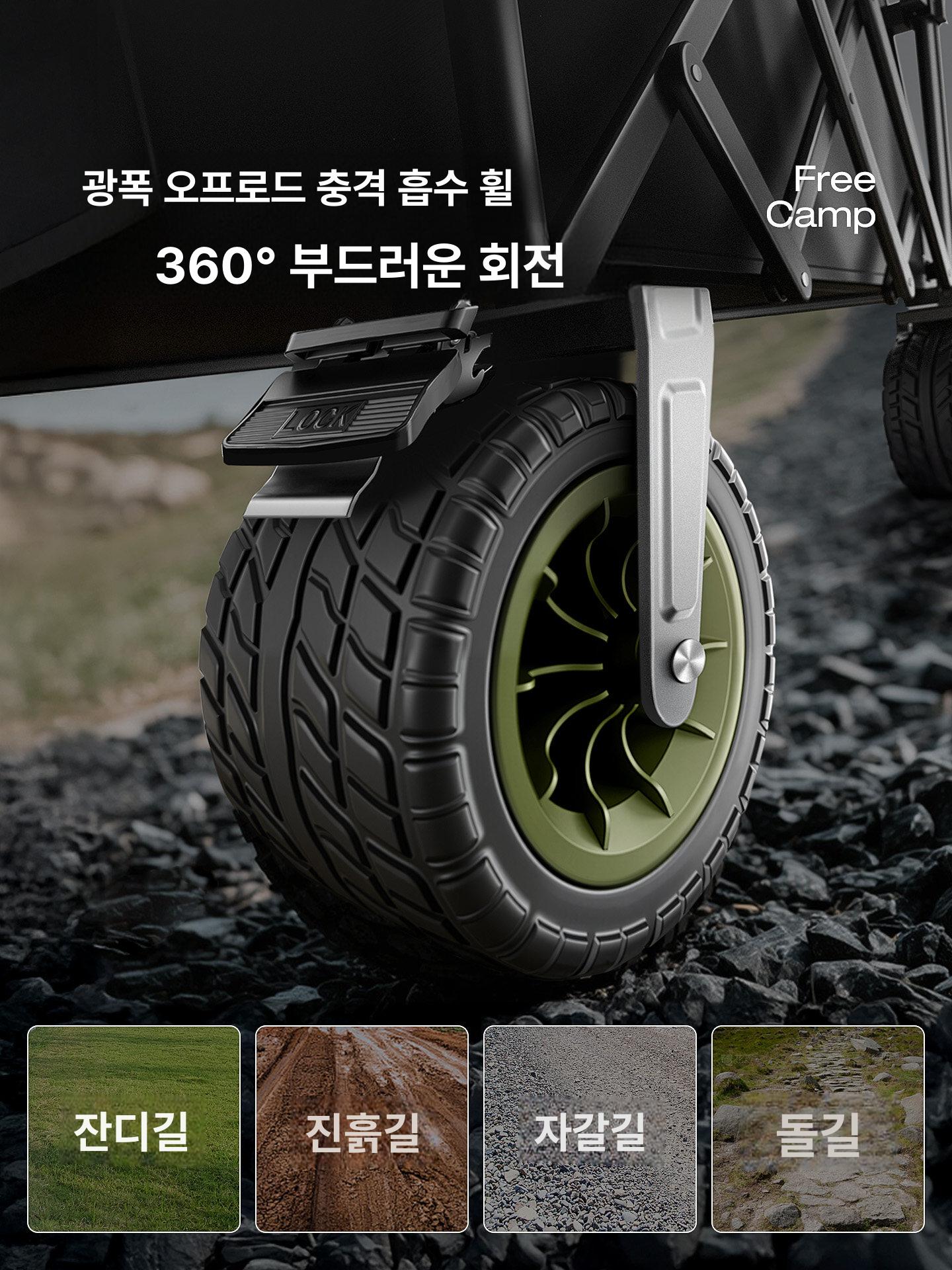 접이식 캠핑웨건 야외 수레 캠핑카트 트롤리 다용도 왜건 캠핑용 바퀴 광폭 다기능 - 상세 이미지 2