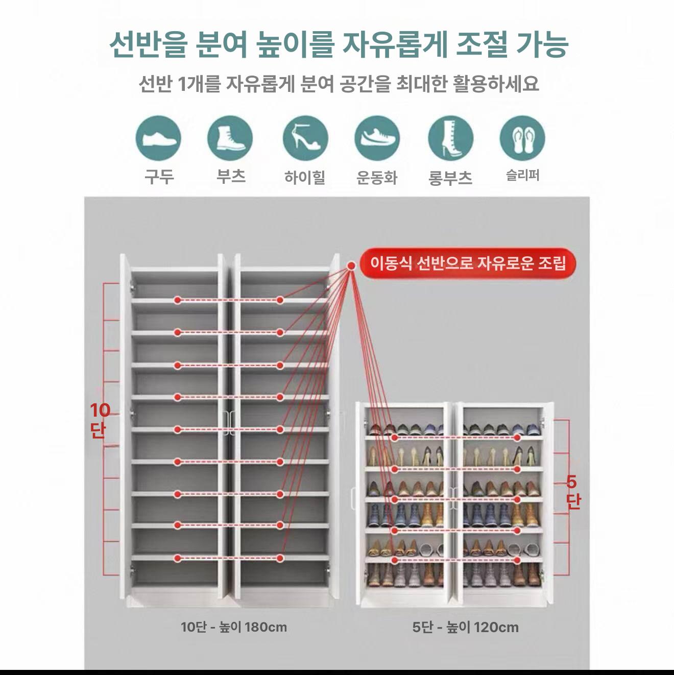 스틸 슬림신발장 틈새 선반 신발수납장 신발정리대 현관신발장 현관수납장 현관장 - 상세 이미지 2