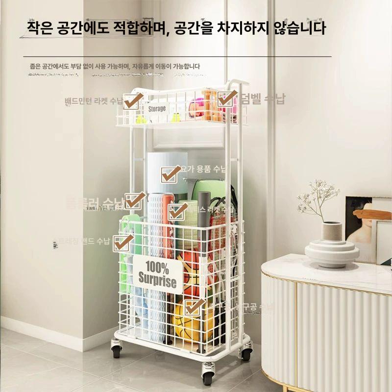이동식 요가매트보관함 소도구 정리 가정용 홈트 바퀴 피트니스 수납카트 운동 - 상세 이미지 3