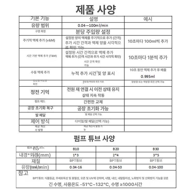 소형 계량 튜빙펌프 속도조절 유량 유체 제어 정밀 이송펌프 튜브 액체정량펌프 측정 - 상세 이미지 3