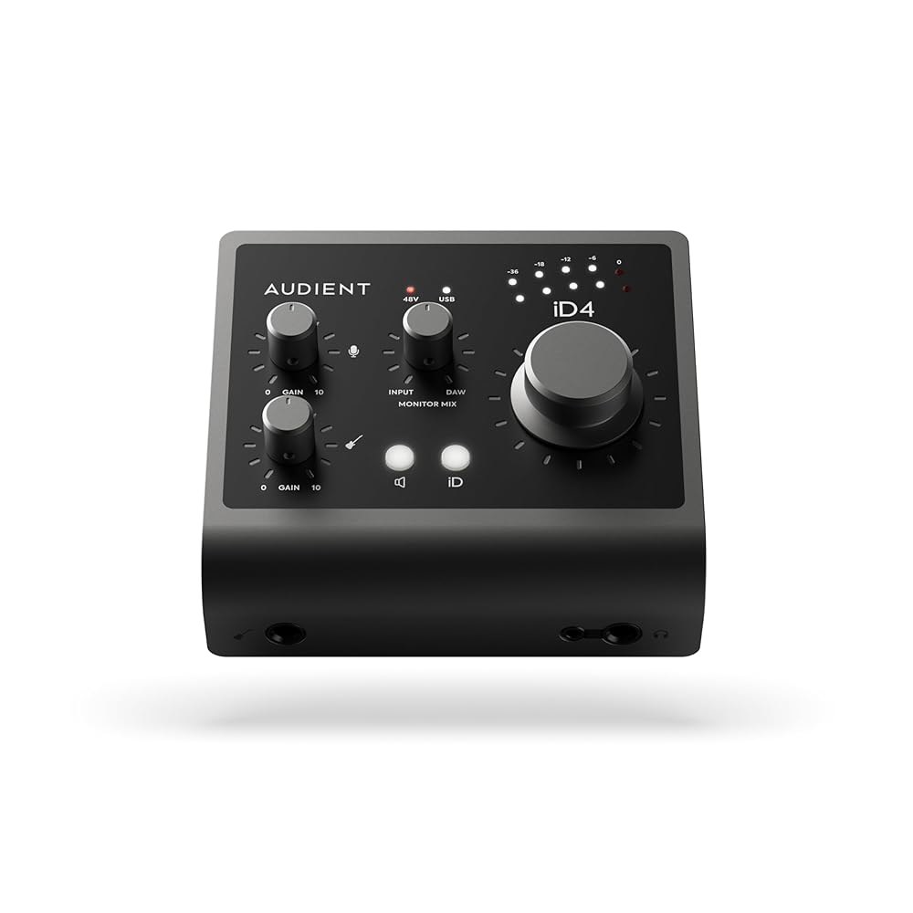 오디오 인터페이스 iD4 MKII, 클래스 A 콘솔 마이크 프리앰프(고속 USB-C, 모니터 믹스 및 패닝 기능, 헤드폰 출력 2개, Mac / PC iOS 호환), 블랙 - 상품 이미지