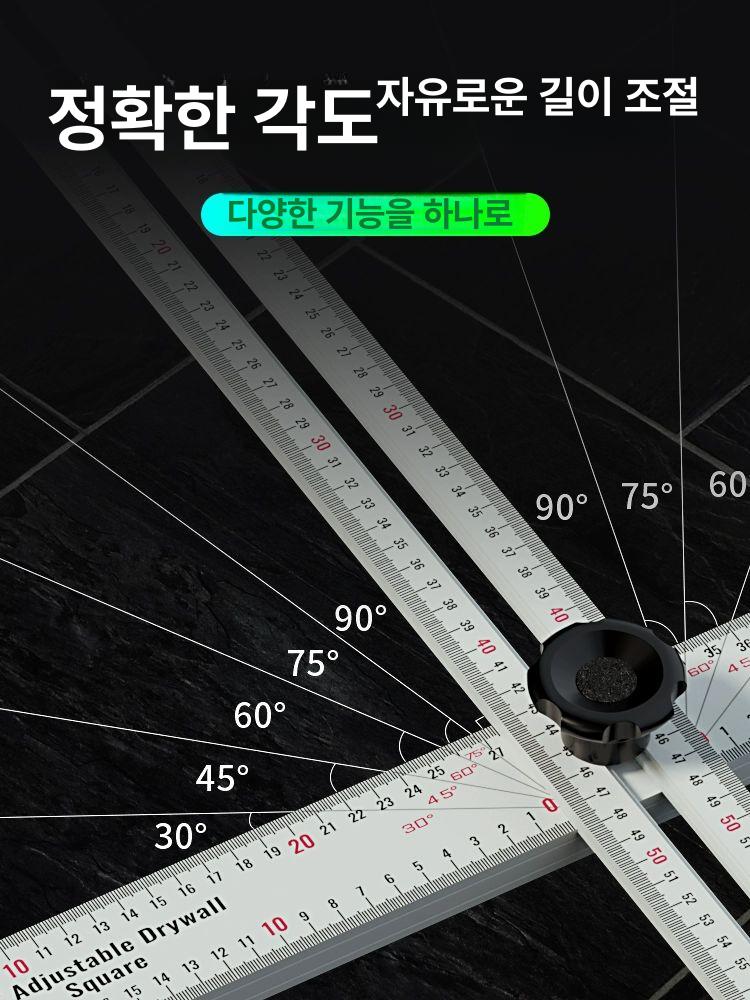 목공자 정밀눈금자 접이식 직각 측정 각도 게이지 목공용자 슬라이드 인치 철자 - 상세 이미지 5