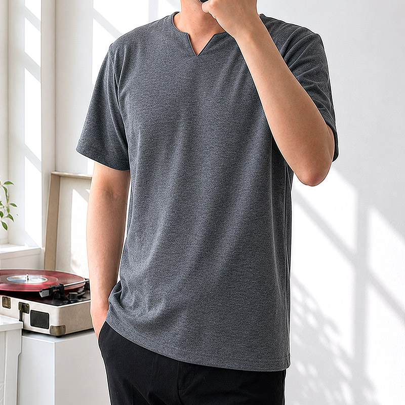 남자 V넥 반팔티셔츠 트임 분또 기본 무지 빅사이즈 착용 후기 | 사이즈/핏 총정리 - 대표 이미지