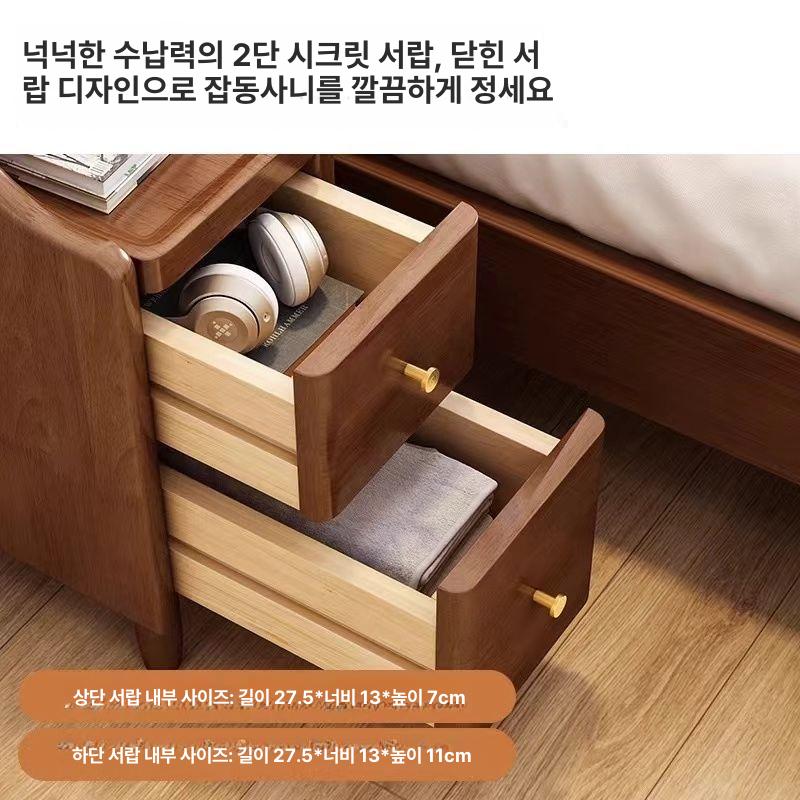 침대옆 협탁 원목 간이 심플 틈새 미니 가구 거실 옆 모듈 침실 슬림 수납 소형 모던 - 상세 이미지 5