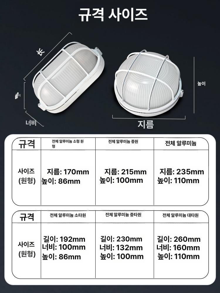 주방 방수 원형 전등갓 LED 조명 커버 소형 방폭 아크릴 실링 라이트 홈 인테리어 - 상세 이미지 3