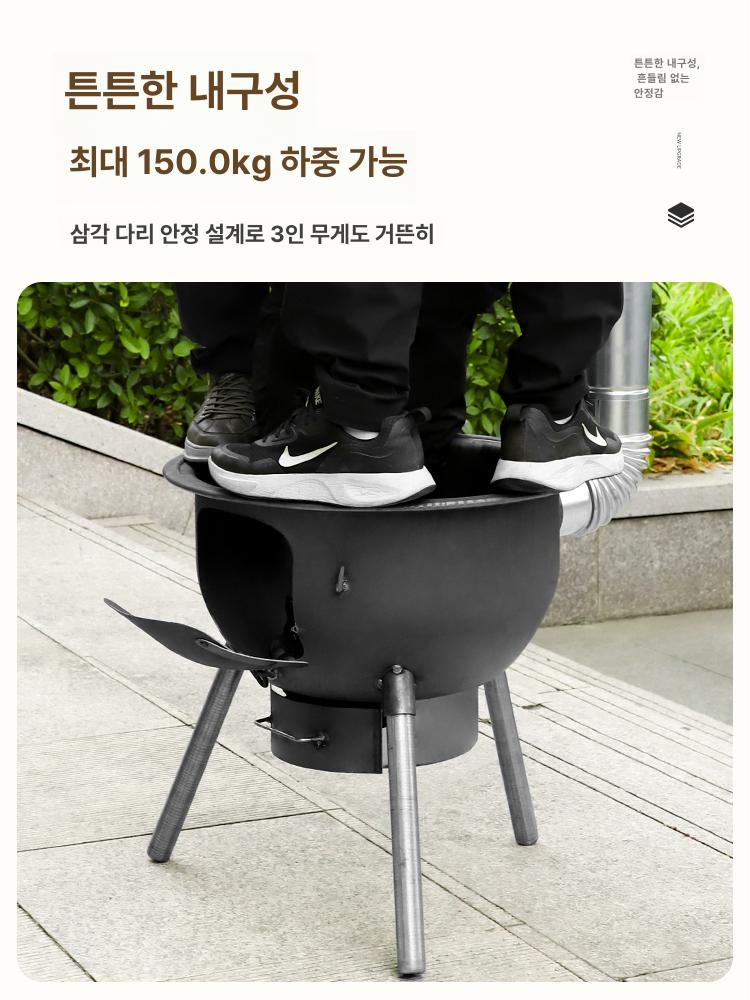 드럼통 화목난로 야외 가스통 난로 마당 화로 화로대 주택 연통 불멍 숯불 캠핑 - 상세 이미지 4