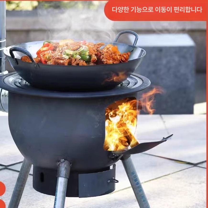대형 화목난로 철제 바베큐 그리들받침대 장작 숯불 난로 불멍 가정용 아궁이 그릴 - 상세 이미지 2
