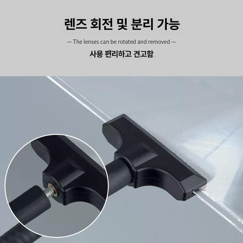 독서용 확대경 스탠드형 대형 고배율 노안 노안용 렌즈 탁상용 루페 돋보기 사각 뷰티 - 상세 이미지 4