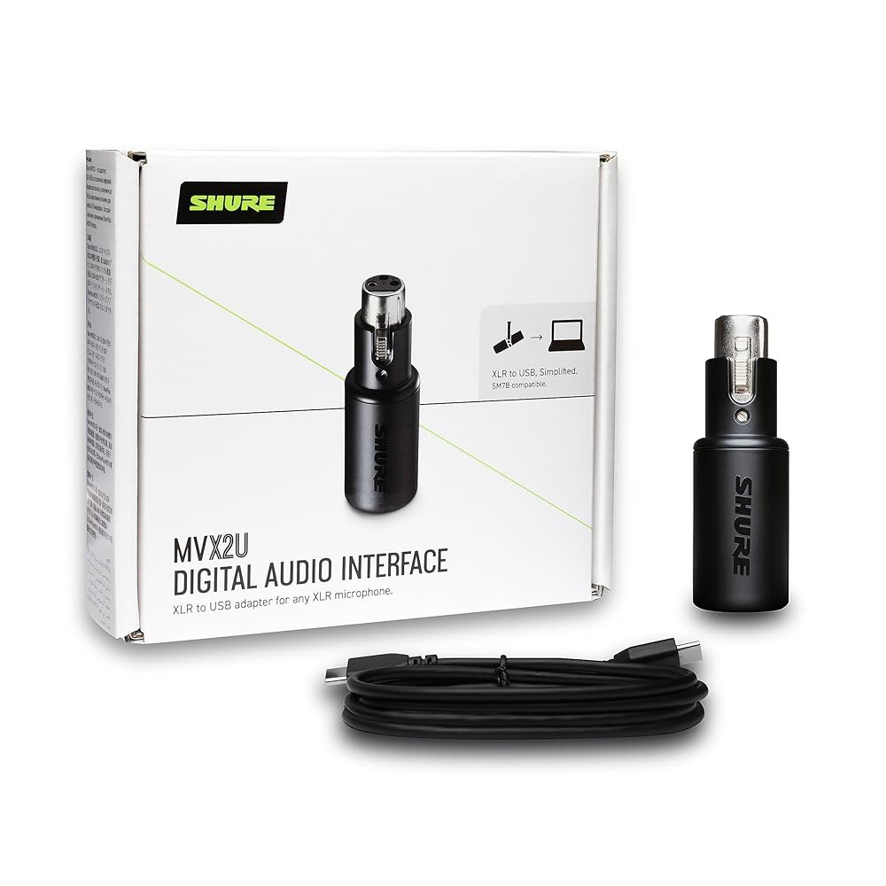 Shure MVX2U XLR-to-USB 디지털 오디오 인터페이스, 헤드폰 잭, 60dB 게인, 무지연 모니터링, 48V 팬텀 전원, ShurePlus 앱, USB-C 케이블 - 상세 이미지 3