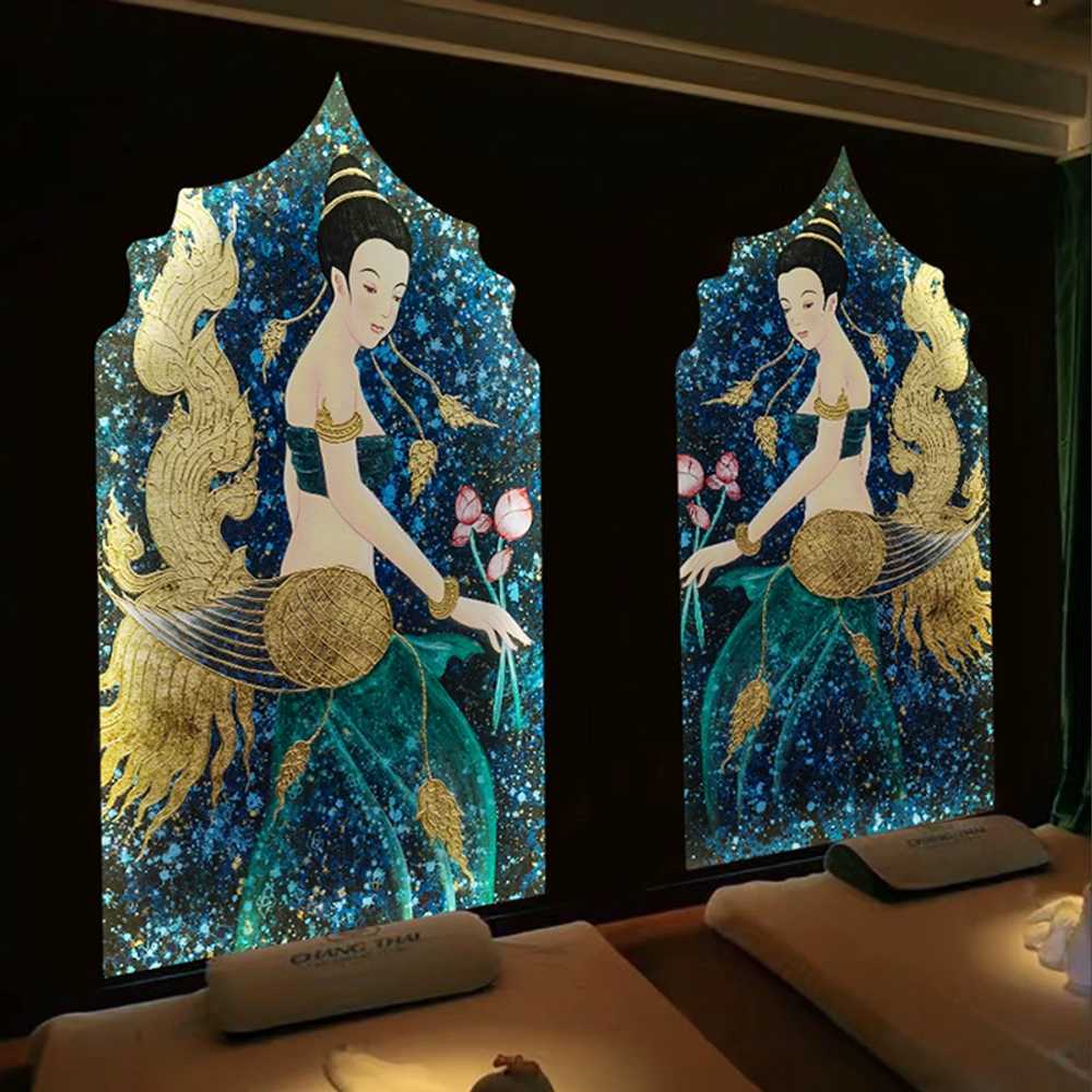 태국 레스토랑 마사지샵 벽화 스타일 포스터 풍경 패턴 스티커 접착 카페 복고풍 호텔 - 상품 이미지