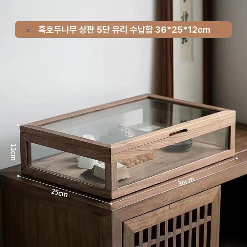 우드 유리쇼케이스 진열 쿠키 장식 디스플레이 카페수납장 월넛 홈카페 인테리어 - 상세 이미지 4