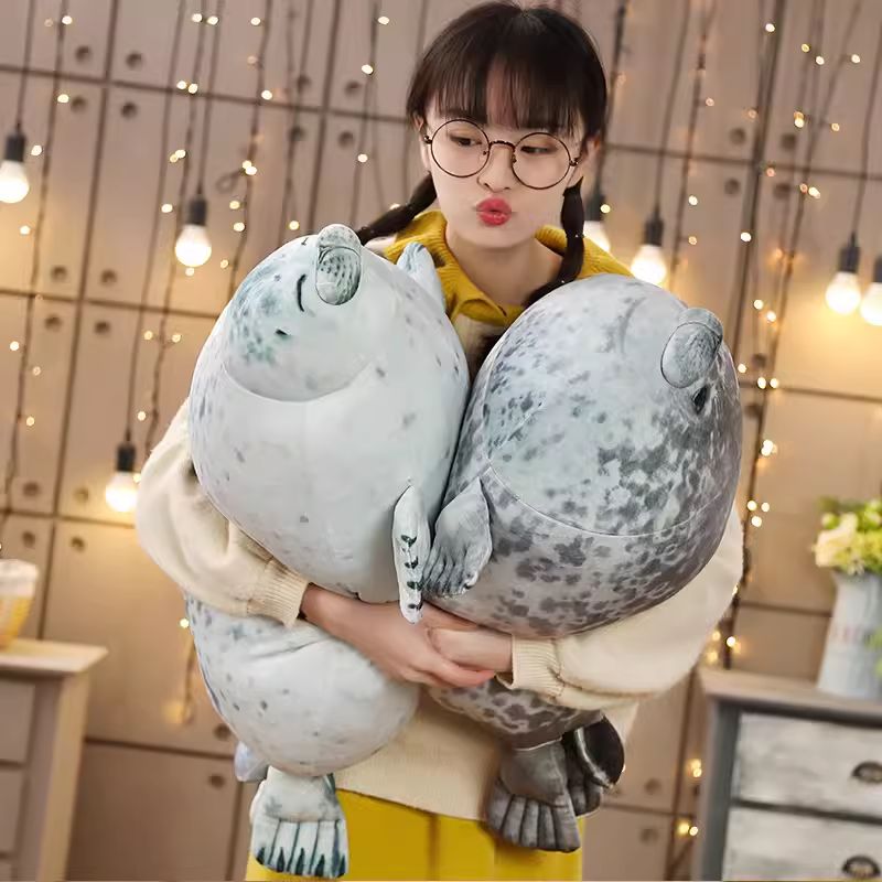 대형 바다표범인형 부드러운 쿠션 애착인형 귀여운 선물 하프 봉제 씰 물개인형 - 상세 이미지 3