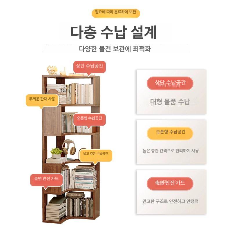 원목 장식장 벽면 삼각코너 삼각장 수납 모델 책장 삼각형 공간활용 모서리 진열장 주방 - 상세 이미지 2
