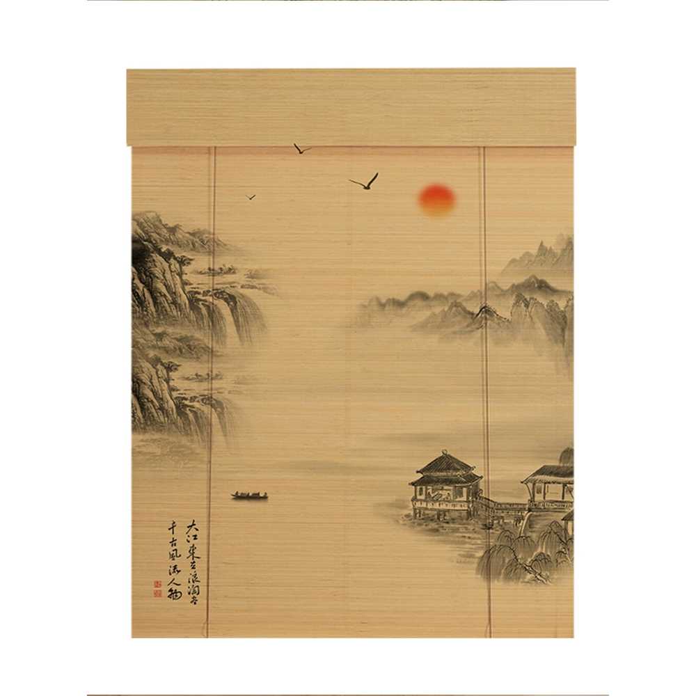 암막 창문발 한정식 커튼발 일식집 풍경화 인테리어 복고 대나무커튼 패턴 중국 여름 - 상품 이미지
