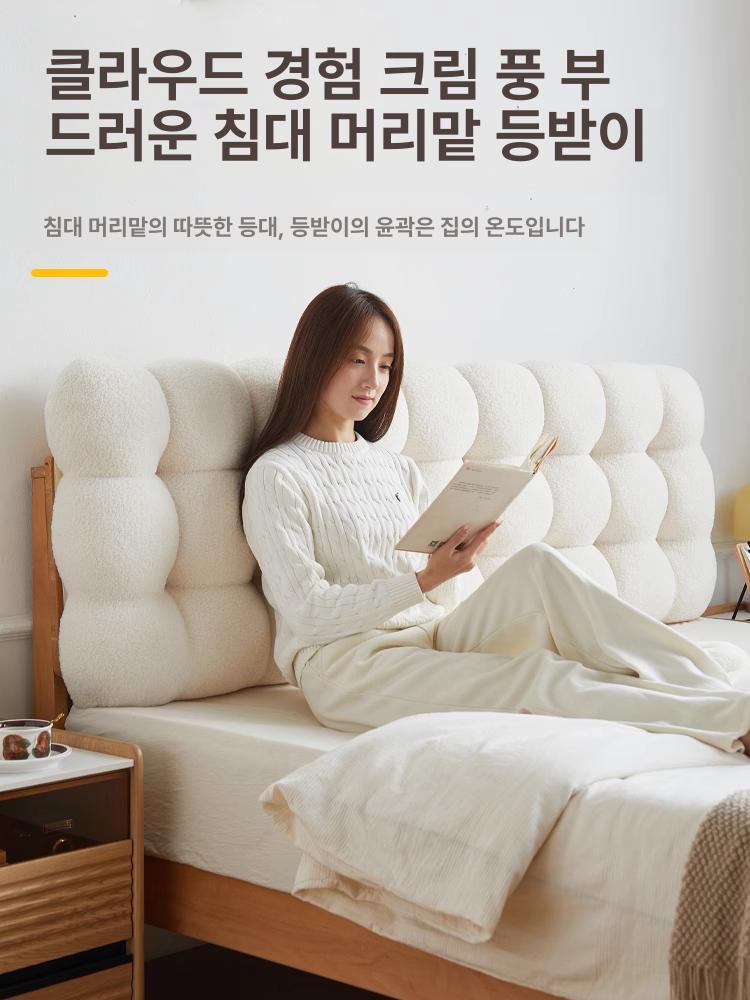 엔틱 침대헤드 라지킹 프레임 쿠션 저상형 침대머리 슈퍼 심플 길이 머리판 디자인 - 상세 이미지 2