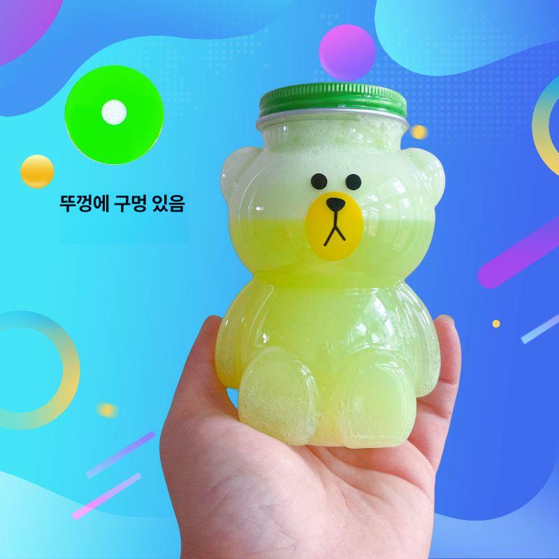 일회용 곰보틀 크리스마스 음료병 주스 곰돌이 공병 베어 포장 페트병 빨대 뚜껑 컵 - 상세 이미지 3