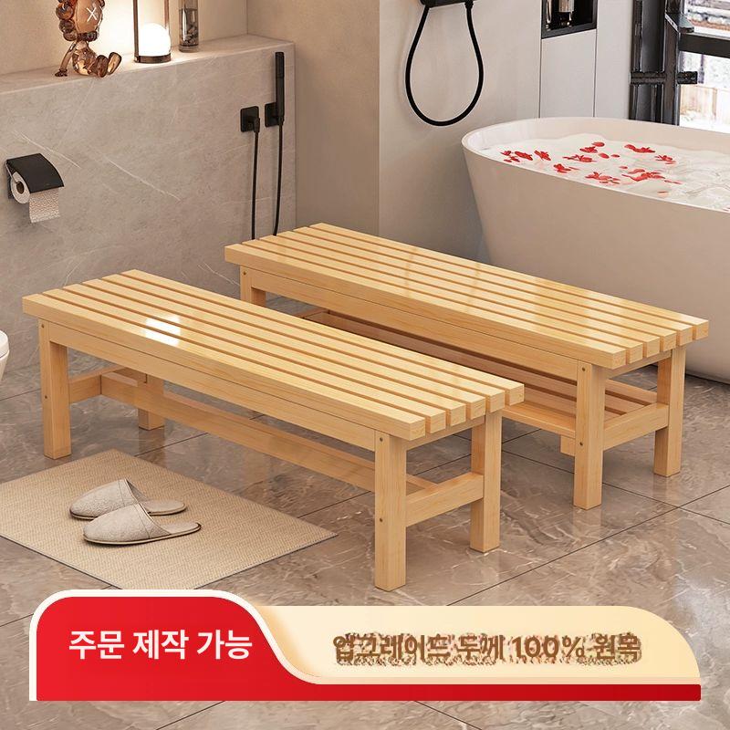 편백나무 벤치 원목 사우나 히노끼 화장실 방수 보강 스툴 샤워 사우나의자 체어 - 상세 이미지 5