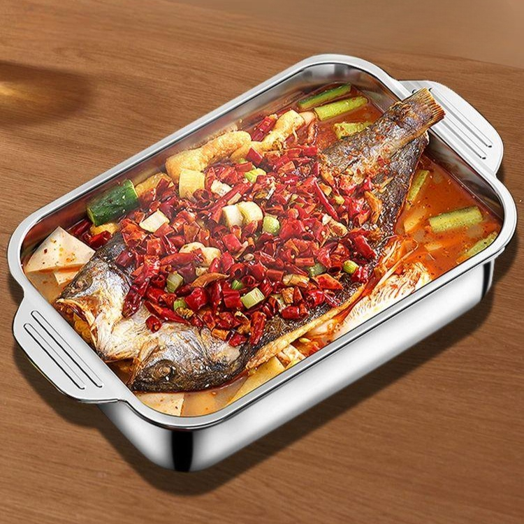 캠핑 야외 전골냄비 떡국냄비 스테인리스 사각형 팬 소형 대형 가정용 식당용 - 상품 이미지
