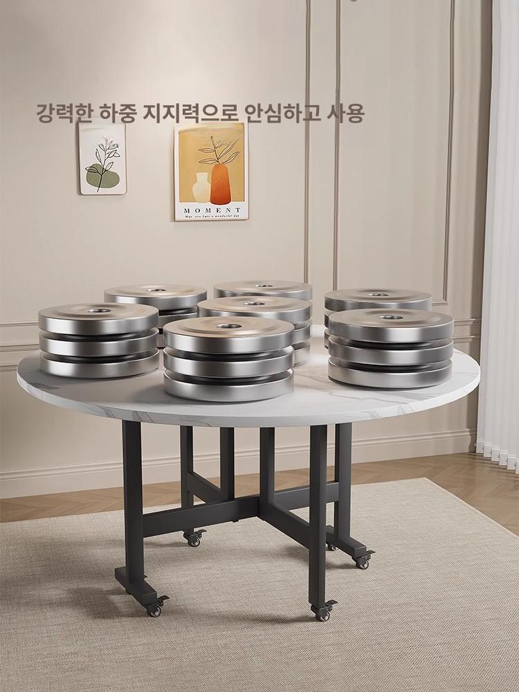 원형접이식 식탁 가정용 거실 원형 식사 접이식 확장형 대리석 간이 다이닝 원목 공간활용 - 상세 이미지 3