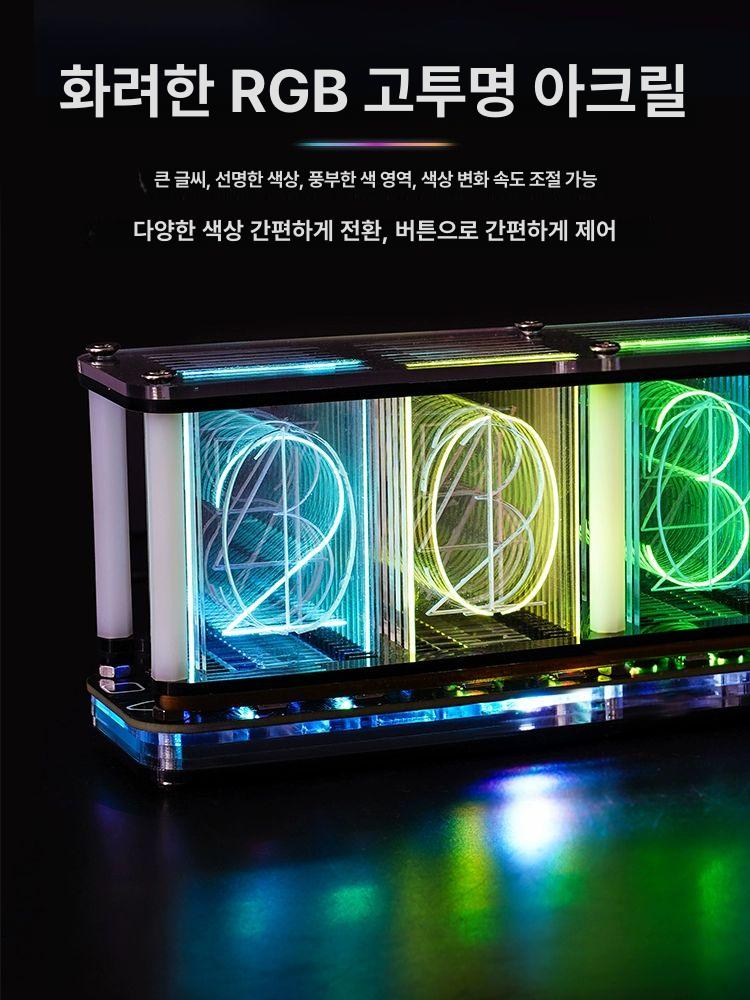 네온사인 닉시관시계 감성 탁상용 엔틱 무드등 빈티지 튜브 레트로 디스플레이 장식 - 상세 이미지 3