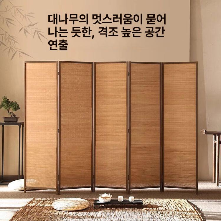 대나무 접이식파티션 인테리어 모바일 가벽 너비 공간분리 가리개 가림막 바퀴달린 - 상세 이미지 4