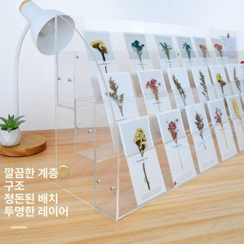 경사 아크릴엽서진열대 카드 가판대 선반 꽂이 디스플레이 거치대 전시대 탁상용 - 상세 이미지 4