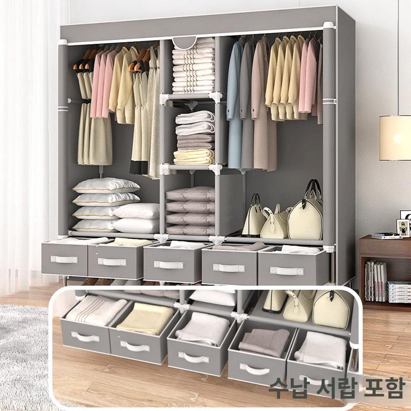 장롱 수납장 원룸 침실 이불장 조립식 조립 시스템 간이 드레스룸 옷장 좁은방 싱글 키큰 - 상세 이미지 3