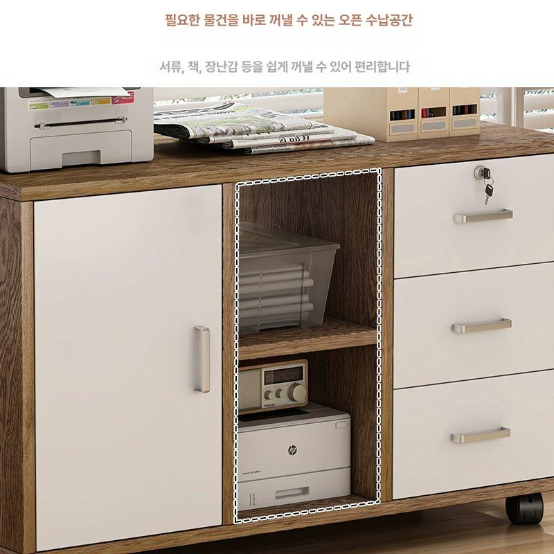 컴퓨터 캐비닛 3단 받침대 서랍장 거치대 사무용 수납장 정리대 사무실 파일 전원 - 상세 이미지 3