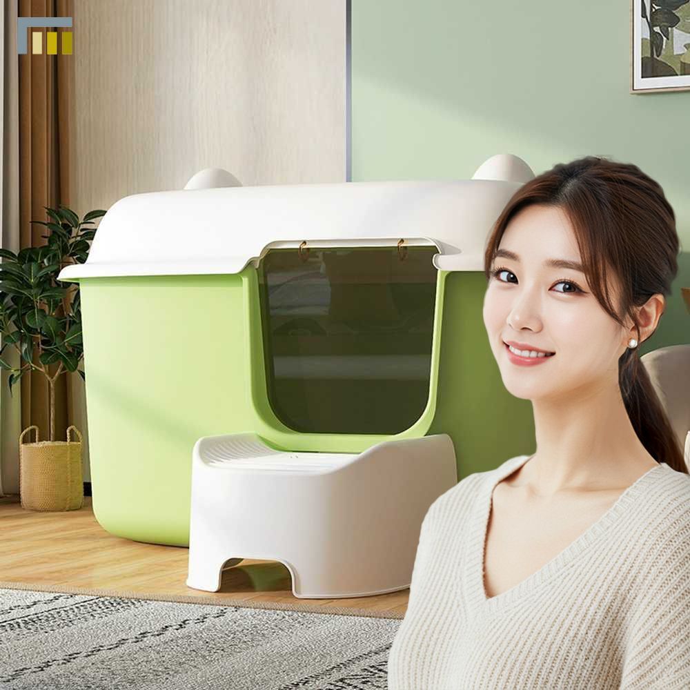 고양이 화장실 초대형 탈취 밀폐형 배변 후드형 반려묘 상자 청소 살균 폐쇄식 - 상세 이미지 2