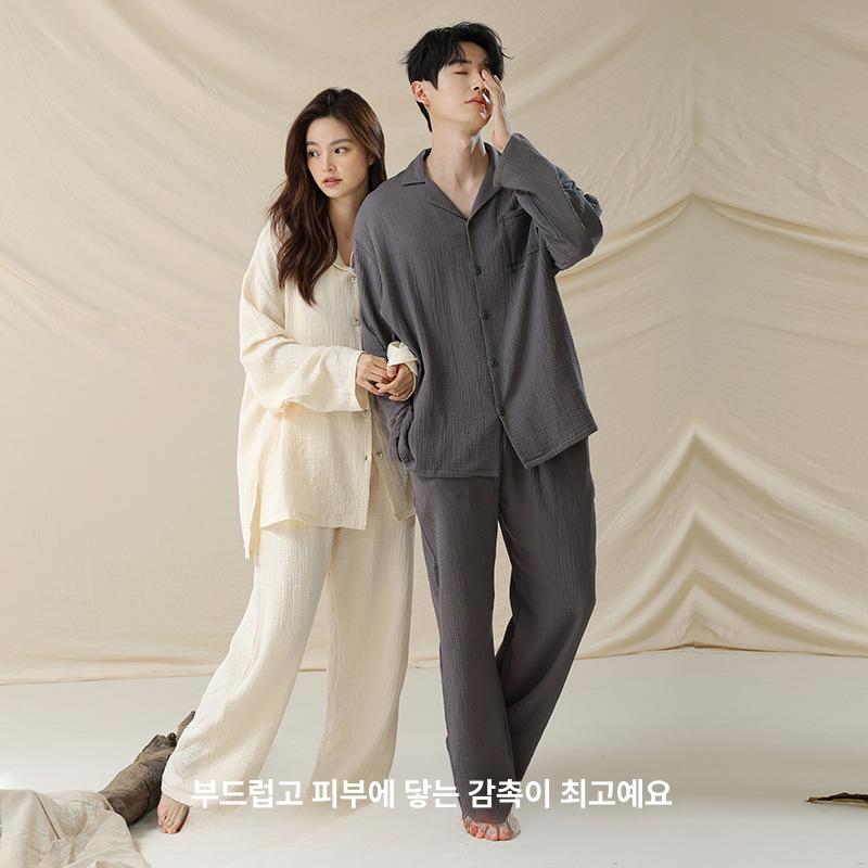 사계절 커플잠옷 홈웨어 면100 실내복 기하 꽃나염 순면바지 얼룩말나염 여성용 - 상세 이미지 3