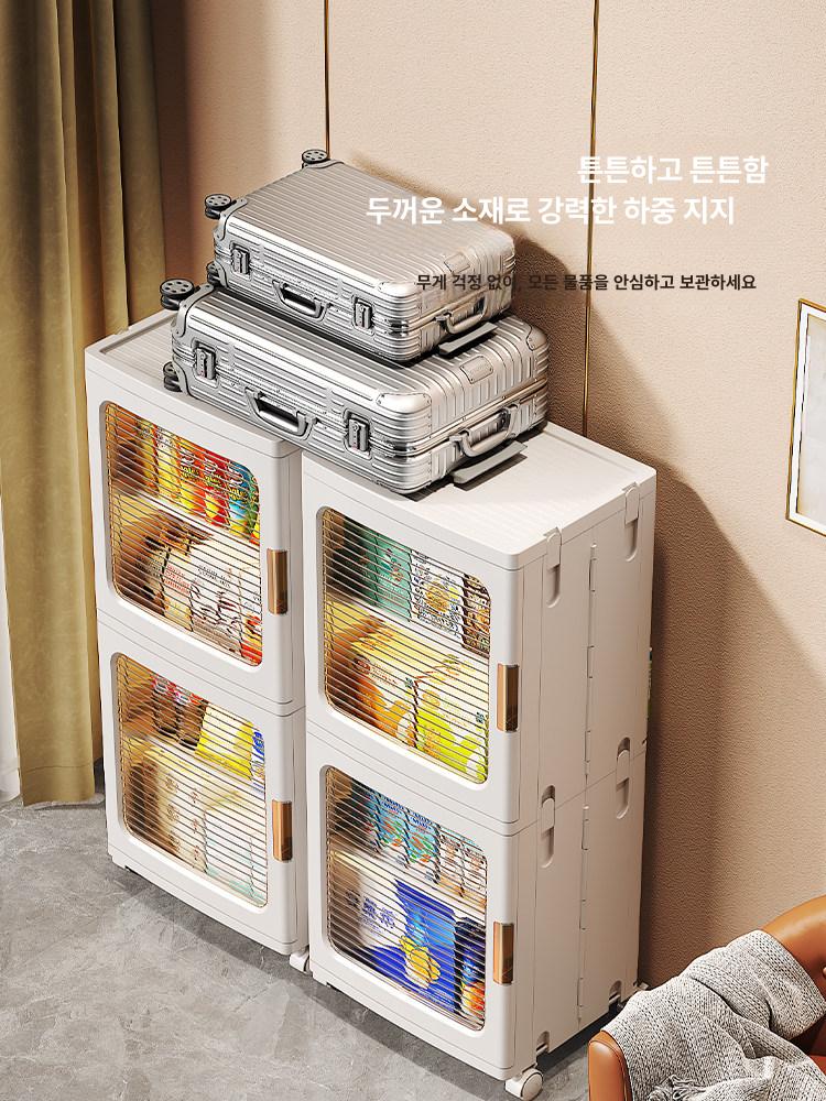 도어형 다용도수납함 보관통 미니 인형정리함 수납함 지퍼형 투명 수납 적층형 보관 주방 형 - 상세 이미지 5