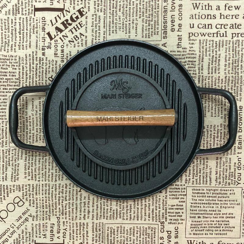 무쇠 그릴 프레스 샌드위치 플레이트 구이 돼지 손잡이 줄무늬 그릴프레스 스테이크 누르개 - 상세 이미지 4