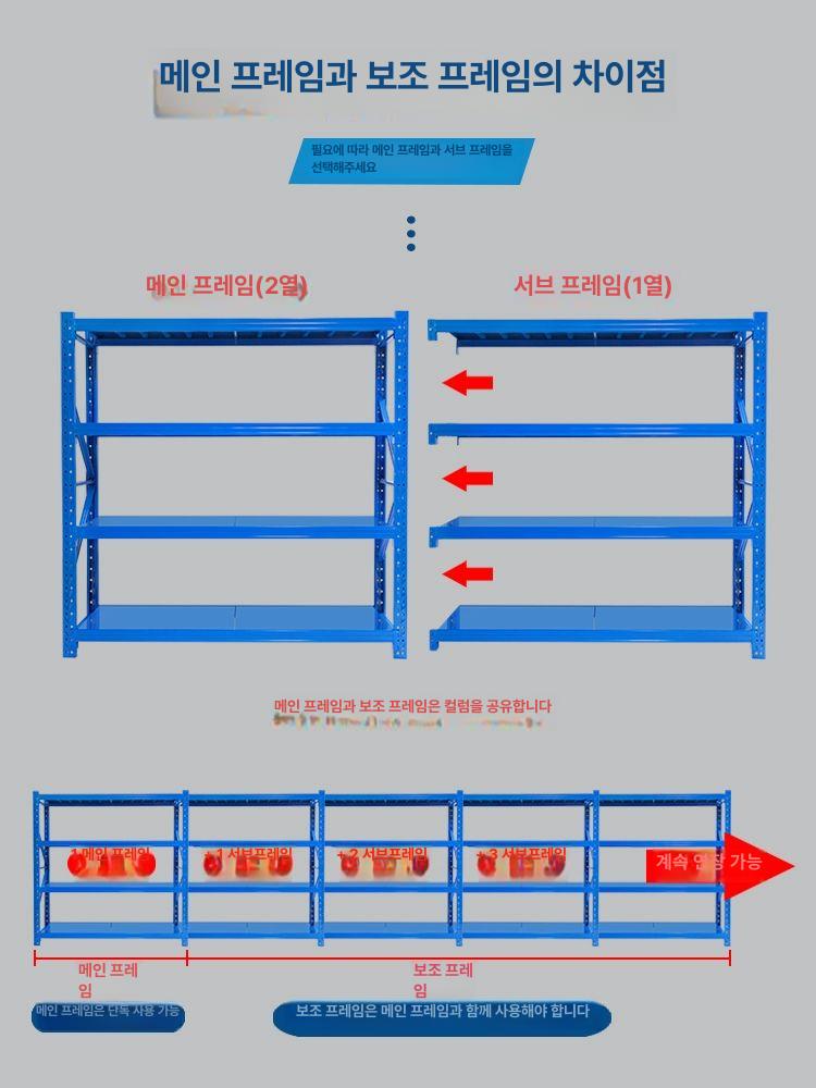 공장용 고중량랙 적재대 창고용 조립 산업용철제선반 구조 앵글랙 독립형 보관대 - 상세 이미지 5