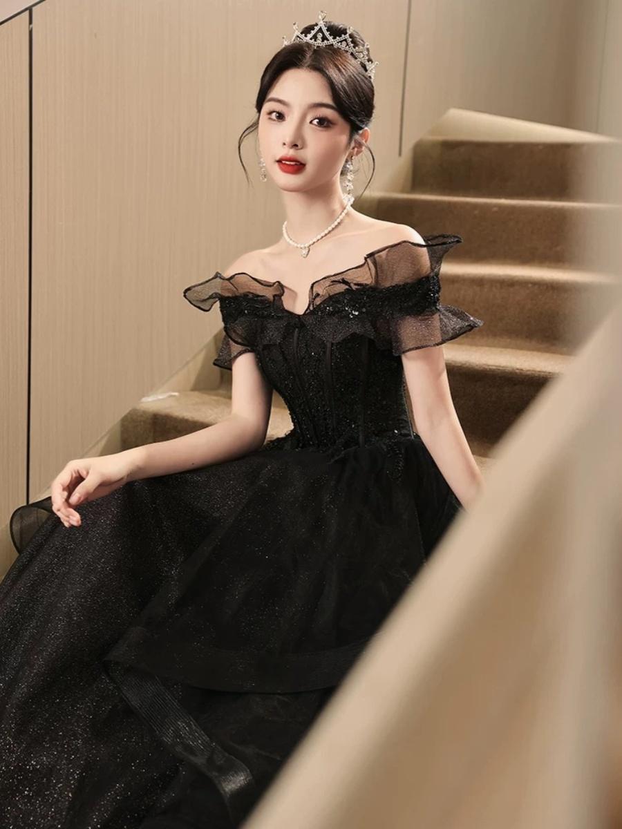 시상식 이브닝드레스 화려한 파티복 공연 웨딩 촬영 무대복 연주 무대행사 스팽글 피로연 - 상세 이미지 2