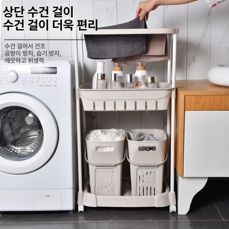 욕실 세탁바구니 플라스틱 빨래 수납함 대용량 런드리바구니 다용도 선반 - 상세 이미지 3
