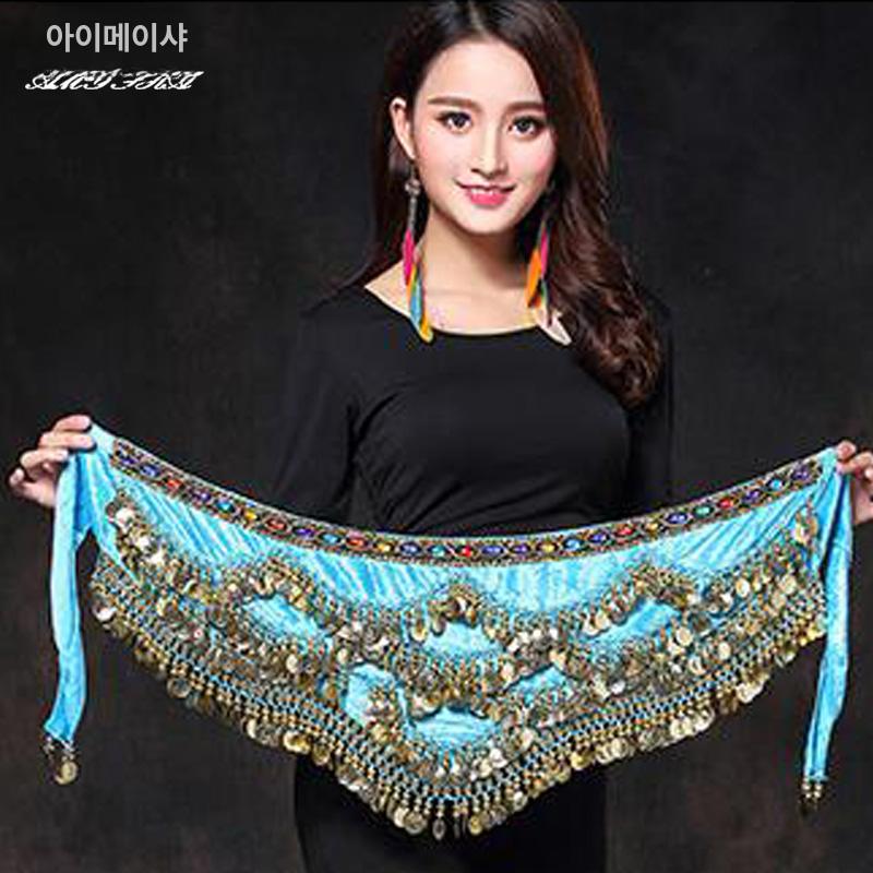 벨리댄스 힙스카프 댄스복 치마 벨리댄스의상 공연복 벨리 댄스 여성용 체인 공연 스팽글 - 상세 이미지 4