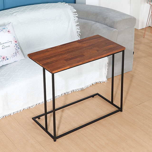 가구의서 심플 스틸 원목 사이드 테이블 800x400x680mm, 블랙 - 상품 이미지