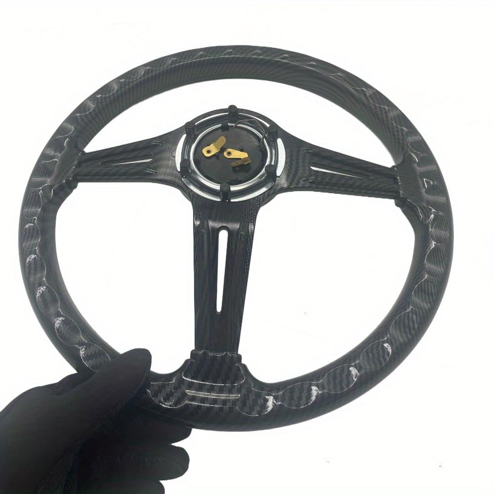 JDM 스티어링 휠 13.4 u201D / 340mm 6 볼트 그립 - 카본 파이버 스타일, 경적 버튼이 있는 ABS 소재, 차량 커스터마이징 | 스포티 룩 스포크 - 상세 이미지 3