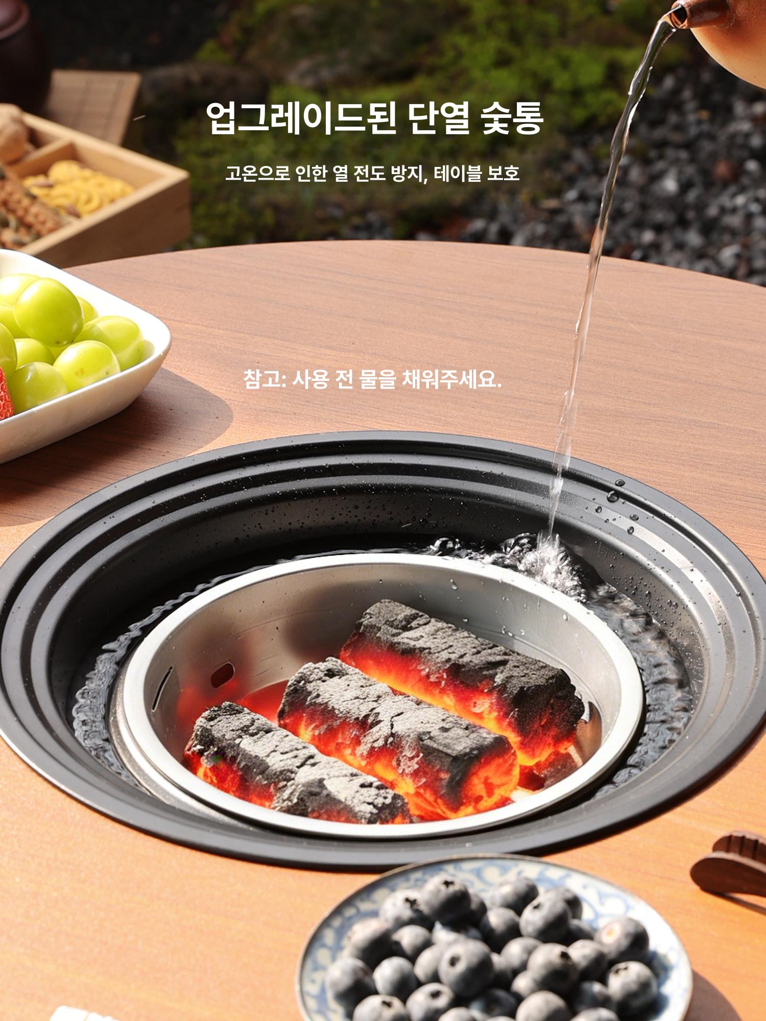 캠핑 테이블 접이식 원형 화로 실외 야외 경량 보조 차박 캠핑카 캠핑용 바베큐 숯불 - 상세 이미지 3