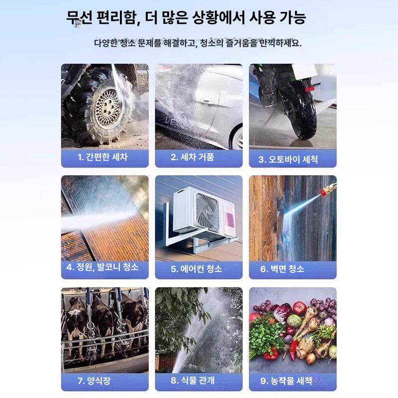 전기 세차기 무선 휴대용 가압 쏘고 가정용 키트 배터리 건 고압 정원 고압세척기 모터 - 상세 이미지 3