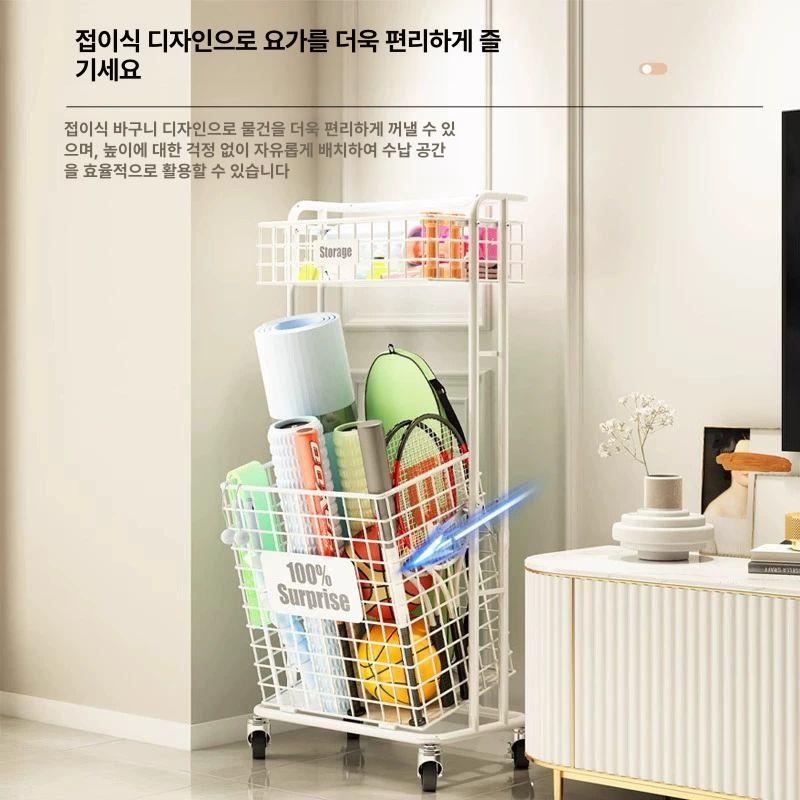 이동식 요가매트보관함 소도구 정리 가정용 홈트 바퀴 피트니스 수납카트 운동 - 상세 이미지 2