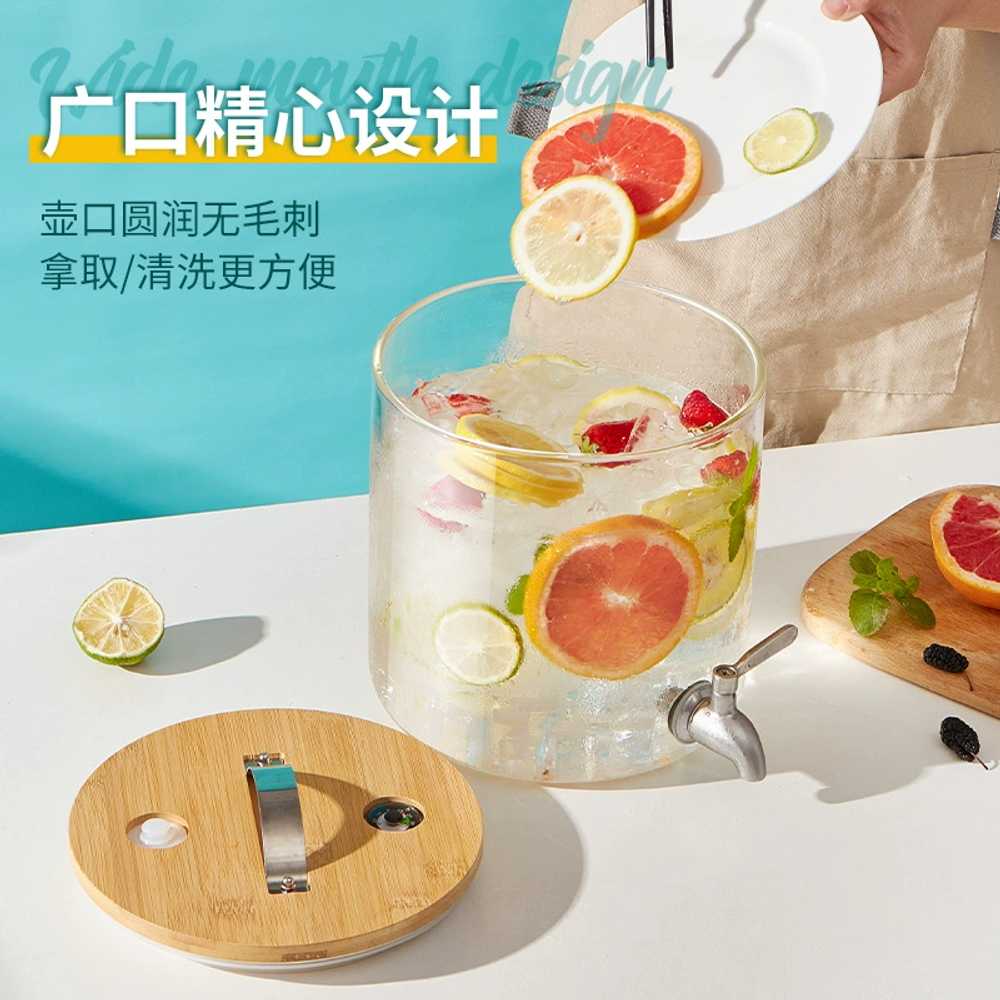 워터저그 유리병 디스펜서 담금주병 매실 홈파티 수도꼭지 주스 피쳐 카페물통 레몬수 - 상세 이미지 5