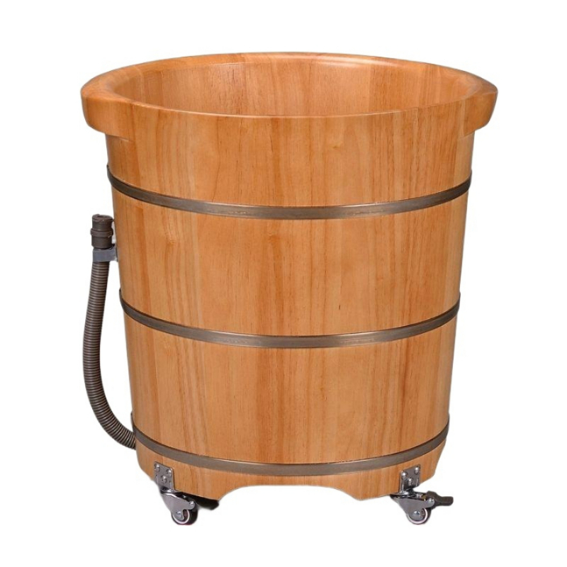 원목 히노끼족욕 가정용 원형 천연 히노끼탕 욕기 고무나무 발 족탕 나무 마사지 대야 - 상품 이미지