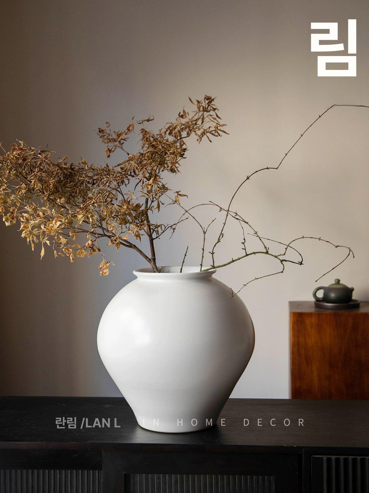 도자기 화병 백자 40cm 꽃병 대형 항아리 세라믹 인테리어 장식품 꽃꽂이 디퓨저 - 상세 이미지 2