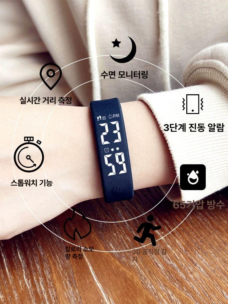 전자 손목시계 스포츠 밴드형 만보기 만보팔찌 방수  - 상세 이미지 2