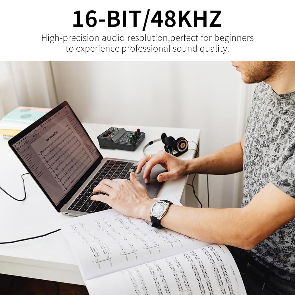 제로 레이턴시 모니터링과 드라이버 드롭 없이 안정적인 신호를 제공하는 XTUGA USB 오디오 인터페이스, 16비트 / 48kHz, 홈 스튜디오 악기 및 보컬 녹음을 위한 전환 - 상세 이미지 2