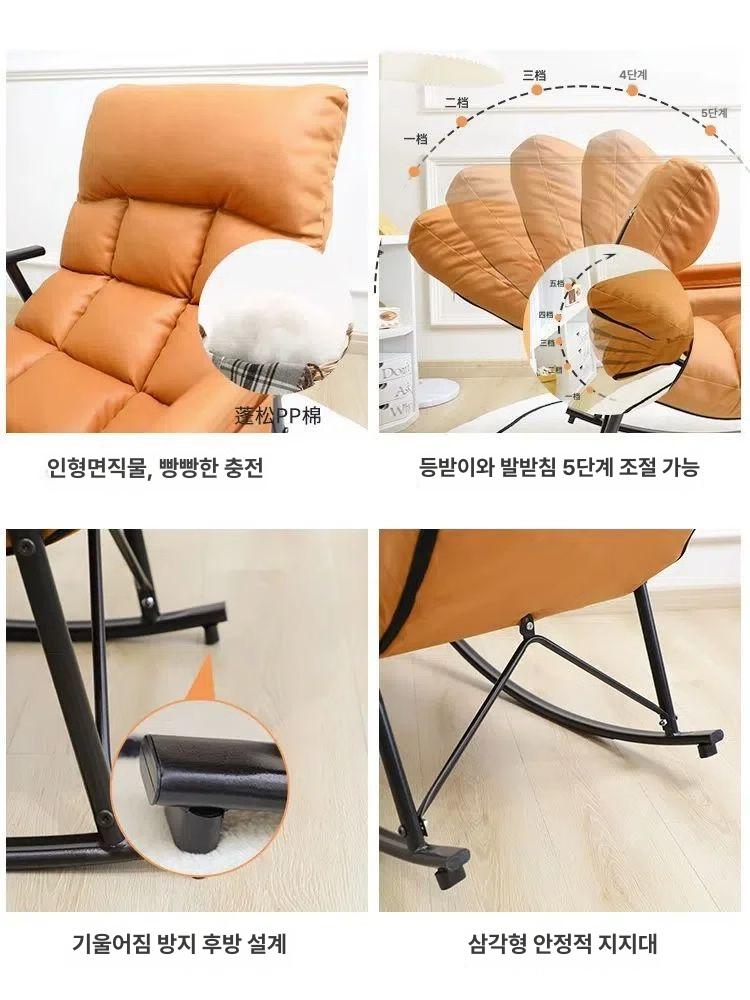 1인 원목흔들의자 발코니 가정용 홈 북유럽 거실 소파 레저 카페 스윙 실내 체어 - 상세 이미지 5