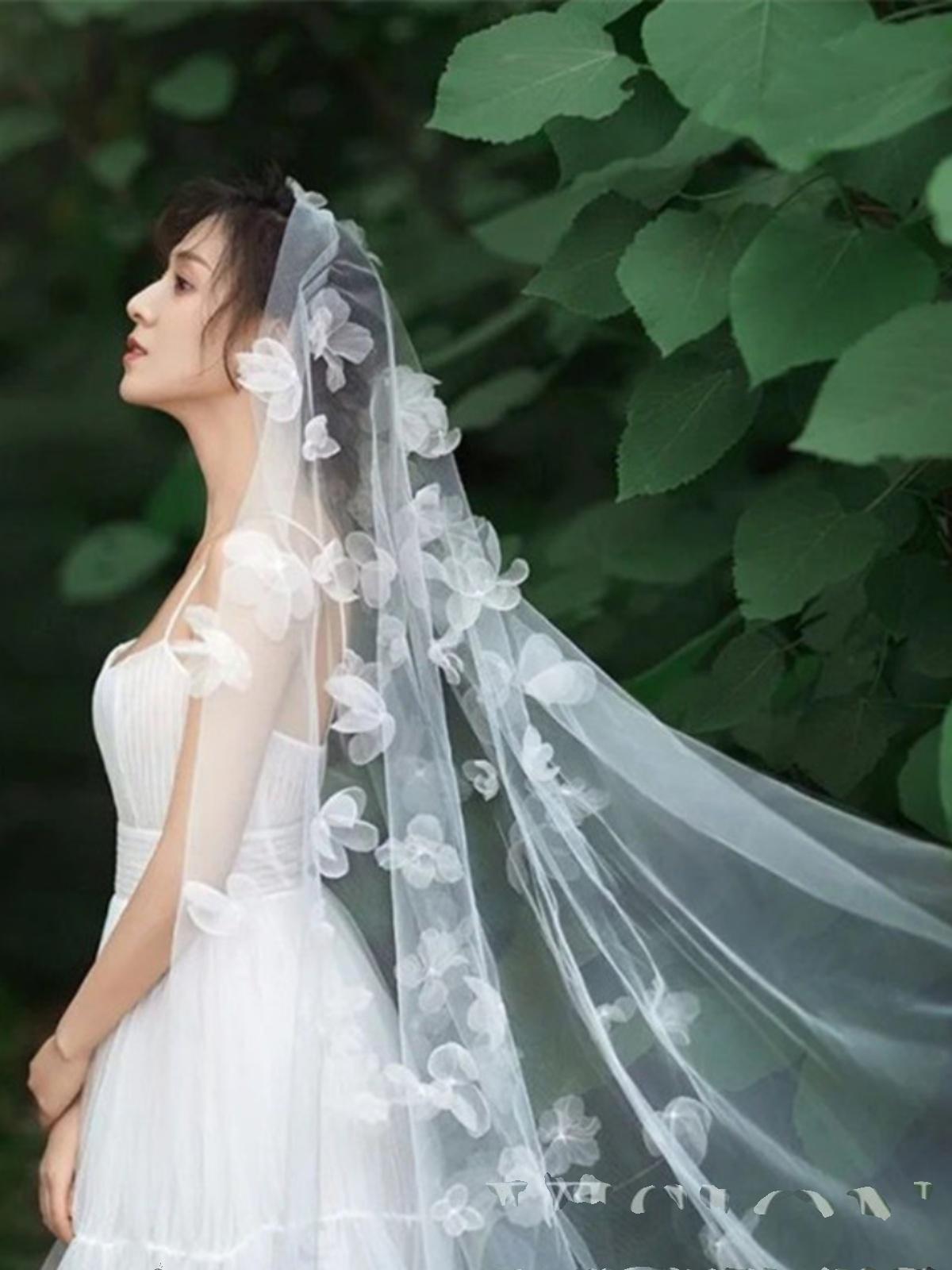 신부님 신부베일 액세서리 화이트 면사포 레이스 소품 결혼 튤 셀프웨딩 - 상품 이미지